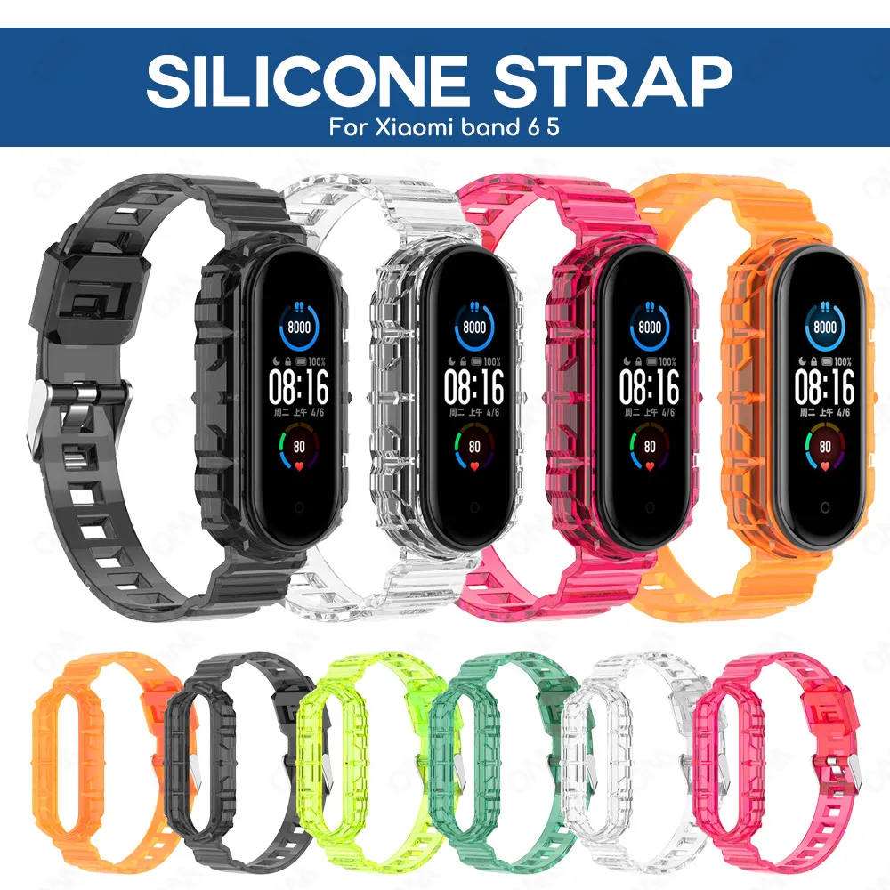 Силиконовый ремешок для Xiaomi Mi Band 6/5 замена Amazfit 5 Смарт-часы с кристаллами из ТПУ