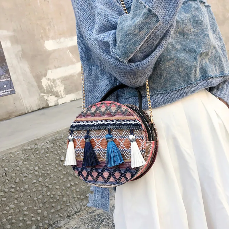 

Round Bag Tassel Packet Female Fashion Versatile Bags