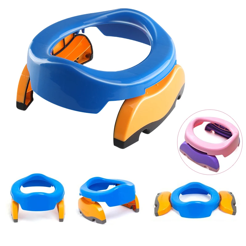 New Portable Baby Infant Chamber Pots Foldaway Toilet Training Seat Travel Potty Rings with urine bag For Kids Blue Pink