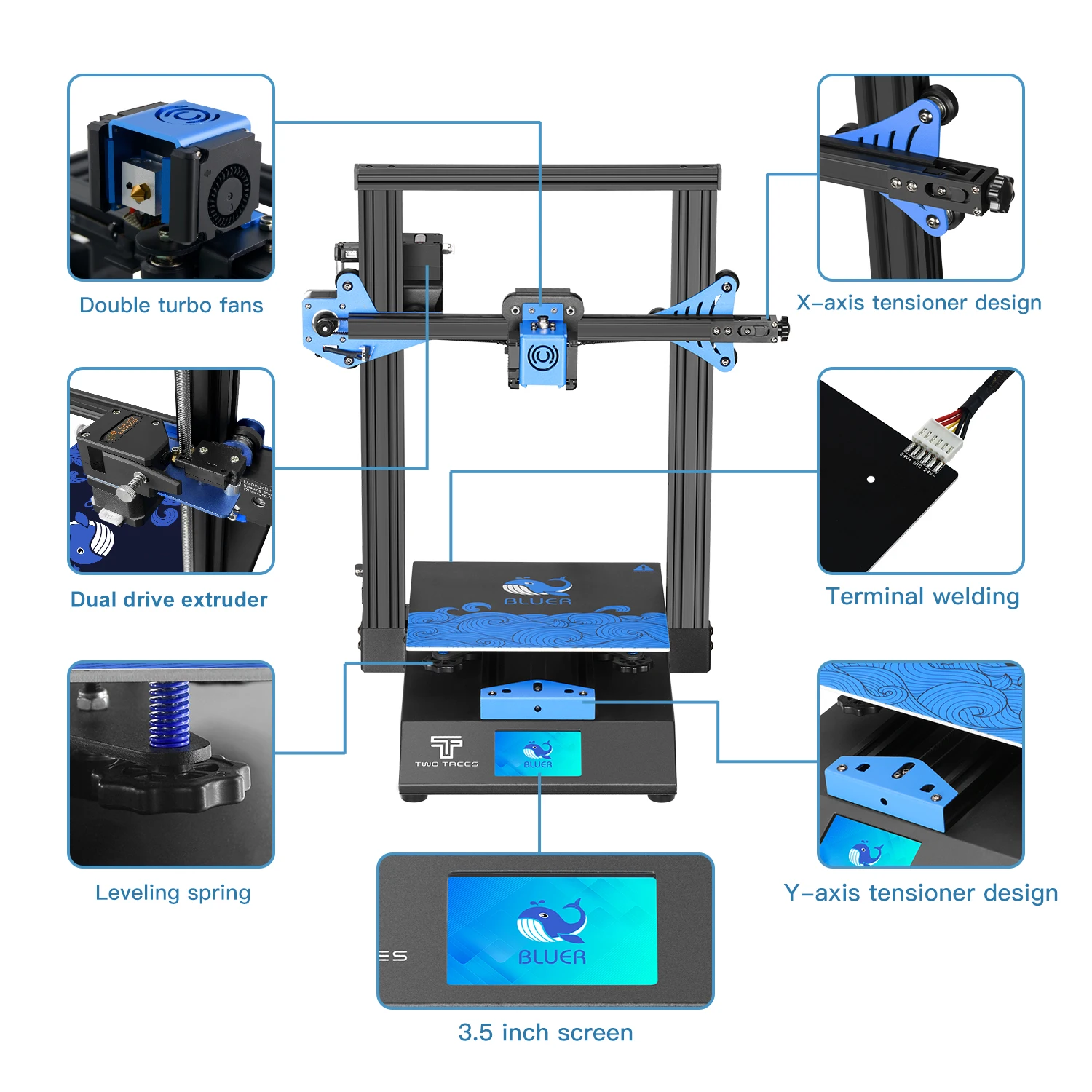 Twotrees BLU-3 V2  μ  3.5 ġ ġ ũ ڵ  , ٱ FDM 3D , 300 mm/s