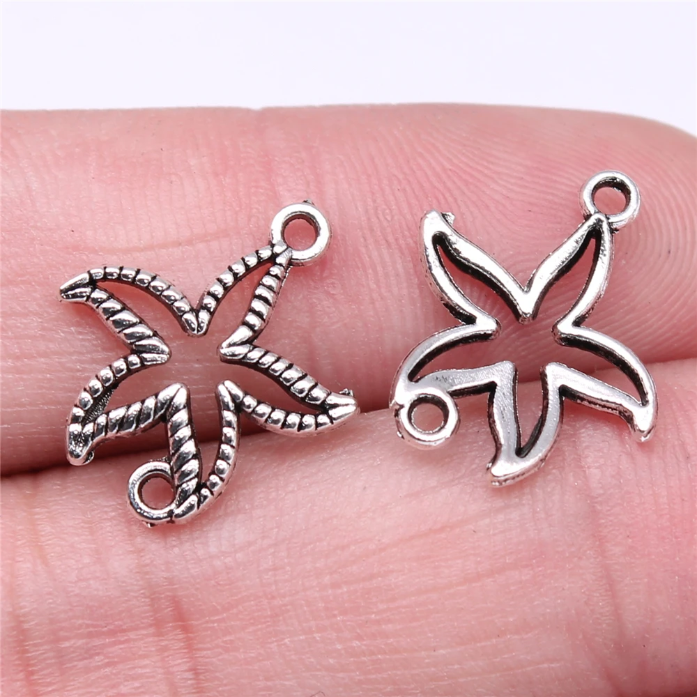 

Wholesale 200pcs/bag Charms 19x16mm Starfish Connector Charms DIY Jewelry Findings Antique Silver Color Alloy Charms