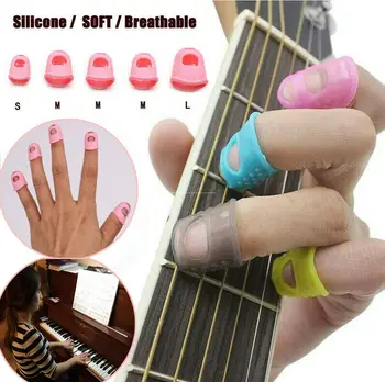 

New Fashion 5Pcs Silicone Guitar Finger Thumb Guards Protector Fingertip For Ukulele Pinano