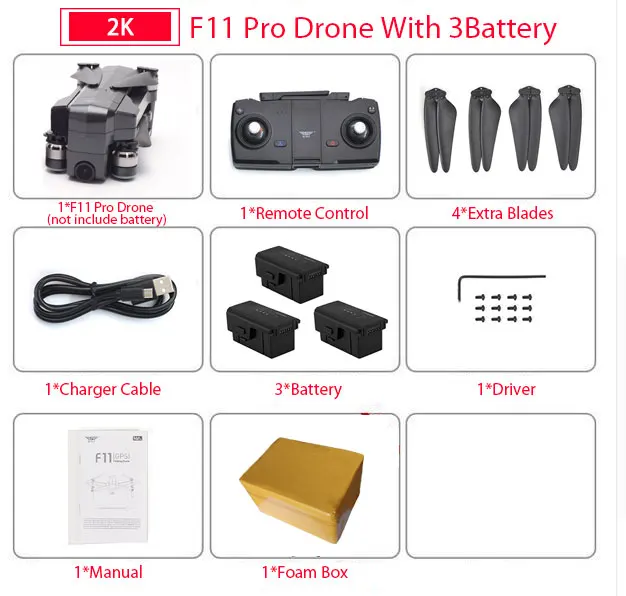 SJRC F11 PRO gps Дрон с Wifi FPV 1080 P/2 K HD камера F11 бесщеточный Квадрокоптер 25 минут время полета складной Дрон Vs SG906 - Цвет: F11 Pro 3B Foam Box