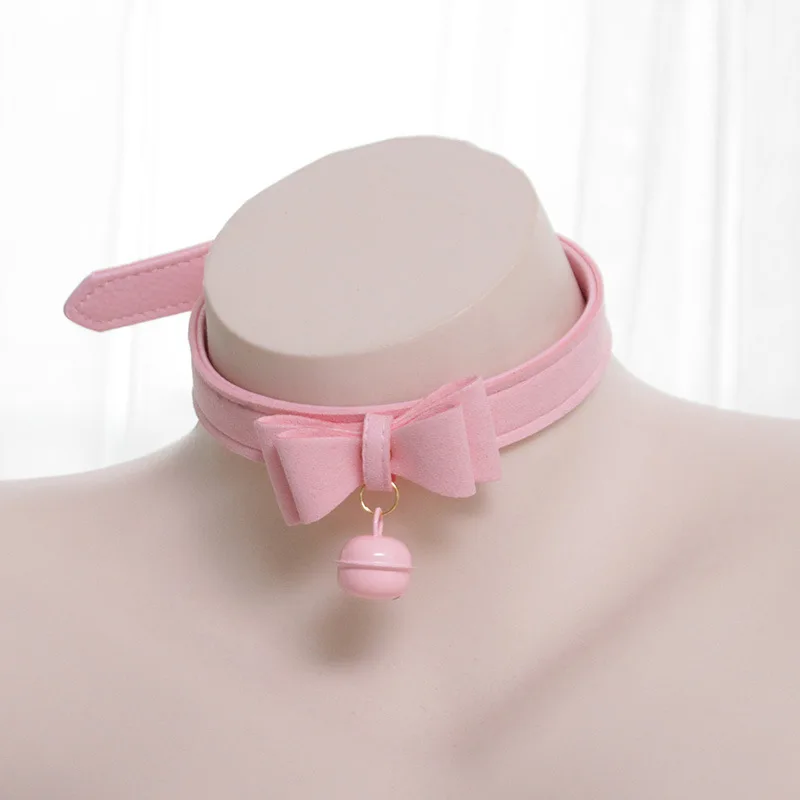 Sexy Alternative Metal PU Leather Collar Bell Choker Slave Costume BDSM Bondage Neck Band Bow Knot Sex Toys Quadratic Element | Красота и