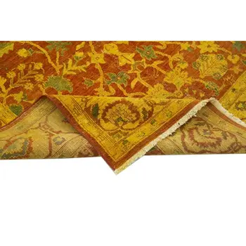 

168x290 Cm Yellow Handmade Vintage Large Area Rug-5x9 Ft