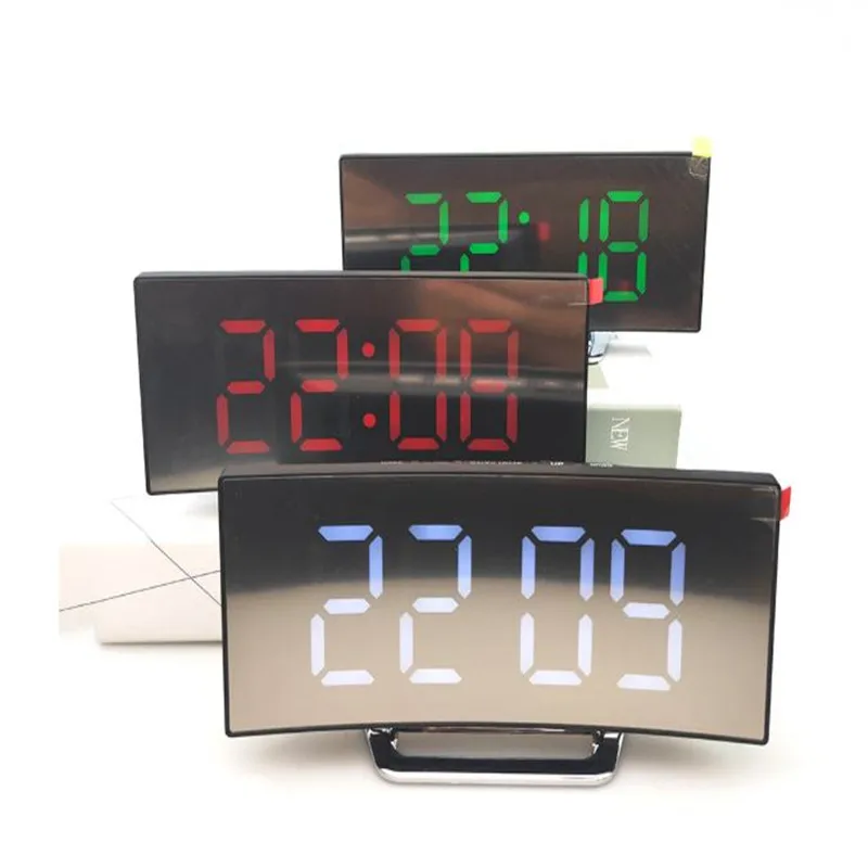  Digital Alarm Clock LED Mirror Clock Multifunction Snooze Display Time Night LCD Light Table Deskto