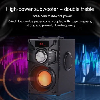 

Subwoofer USB Charging Remote Control Portable Wireless TF Card Playback FM Radio Bluetooth Speaker For Phone Tablet LCD Screen
