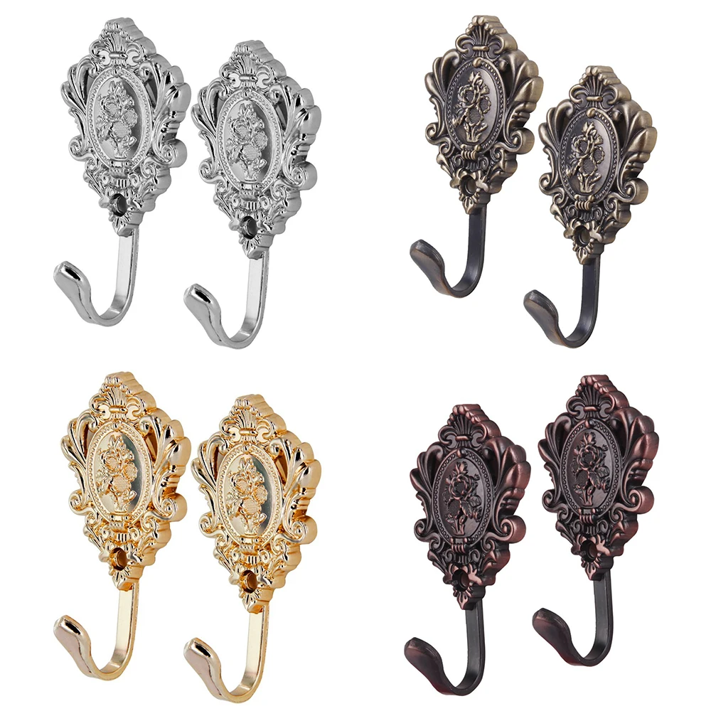 Rose Pattern Vintage Alloy Drapery Curtain Holdbacks Tieback Hooks 2Pcs | Дом и сад