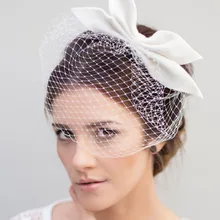 

Fashion White Birdcage face veil Simple Short Tulle One Layer mariage Wedding Veils Bridal with bow Wedding party Accessories