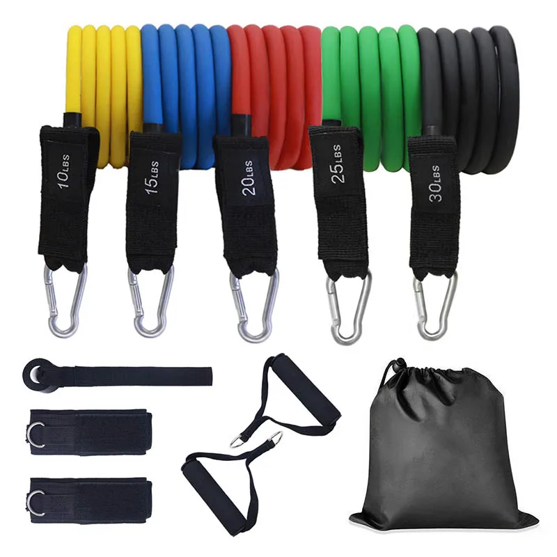 Gym Exercise Body Yoga Resistance Band 11 Pieces / set Of Rope Fitness Latex Tube Pedal