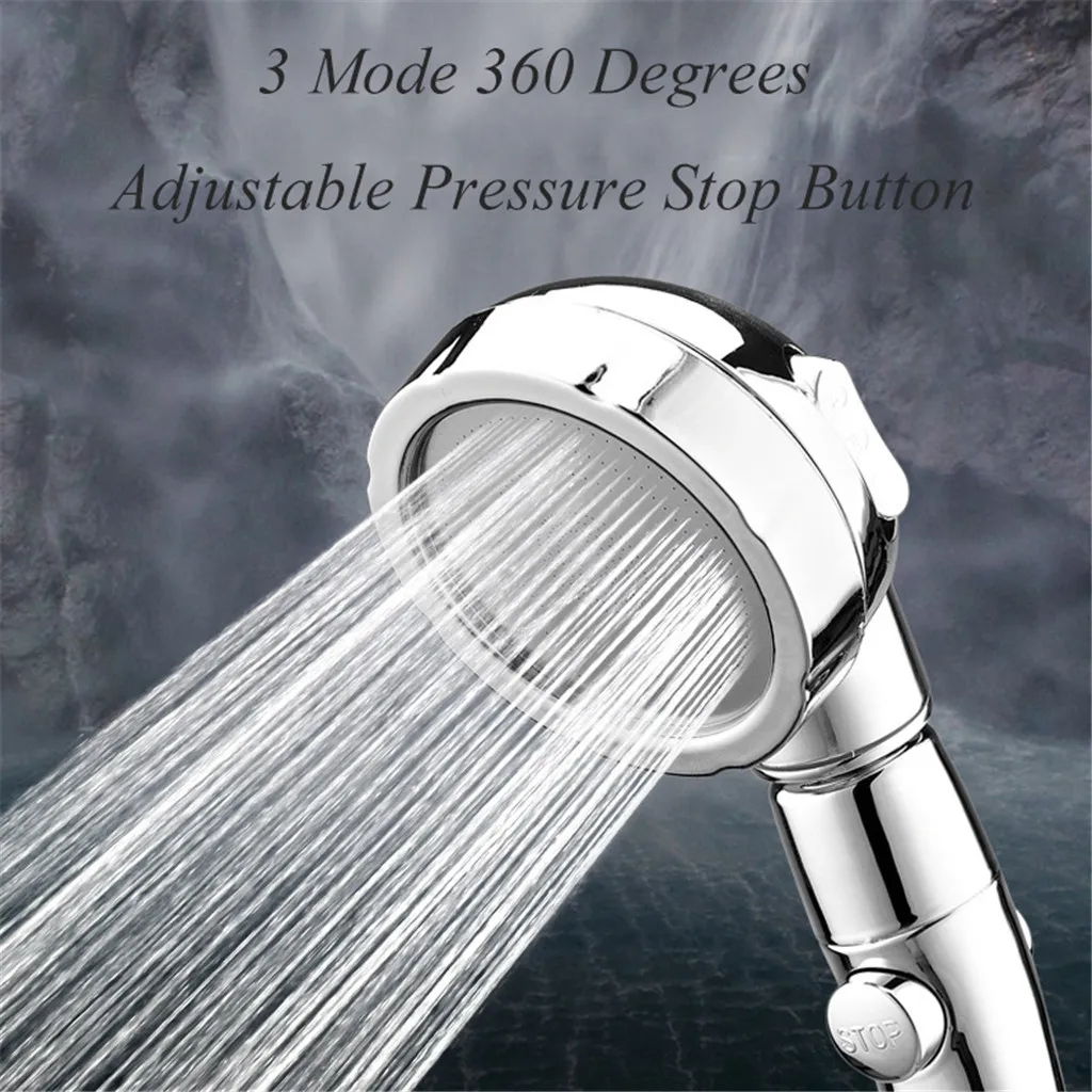 shower holder plastic hose Amazing Shower Head 3 Mode 360 Degree Rotating Adjustable Pressure Stop Button w806 | Обустройство дома