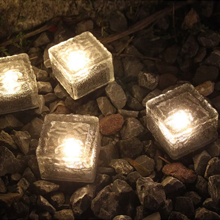Luzes de Vidro Rochas para Caminho ao ar Luz à Prova Sloar Tijolo Fosco Pavimentar Jardim Paisagem Caminho Dwaterproof Água Gelo Cubo Livre Estrada Quadrado 13 Luminárias de parede externas