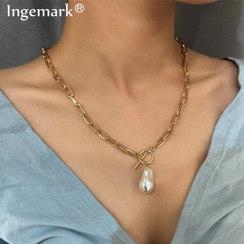 Choker Necklace Pendant Long-Chain Wedding-Punk Goth Baroque Pearl Women Kpop Christmas-Jewelry-Gift