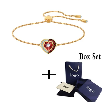 

2020 SWA New BLACK BAROQUE Bracelet Romance Elegant Retro Style Red Heart Crystal Bracelet Fashion Women Romantic Jewelry Gift