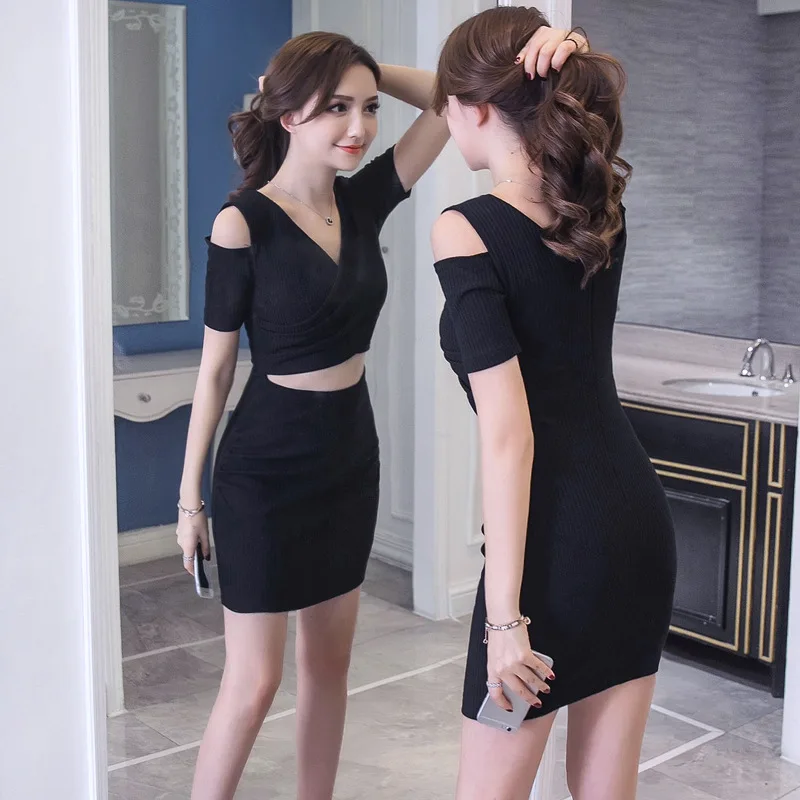 

2018 Summer New Style WOMEN'S Dress Nightclub Sexy off-Shoulder Slim Fit Slimming Base Sheath Dress