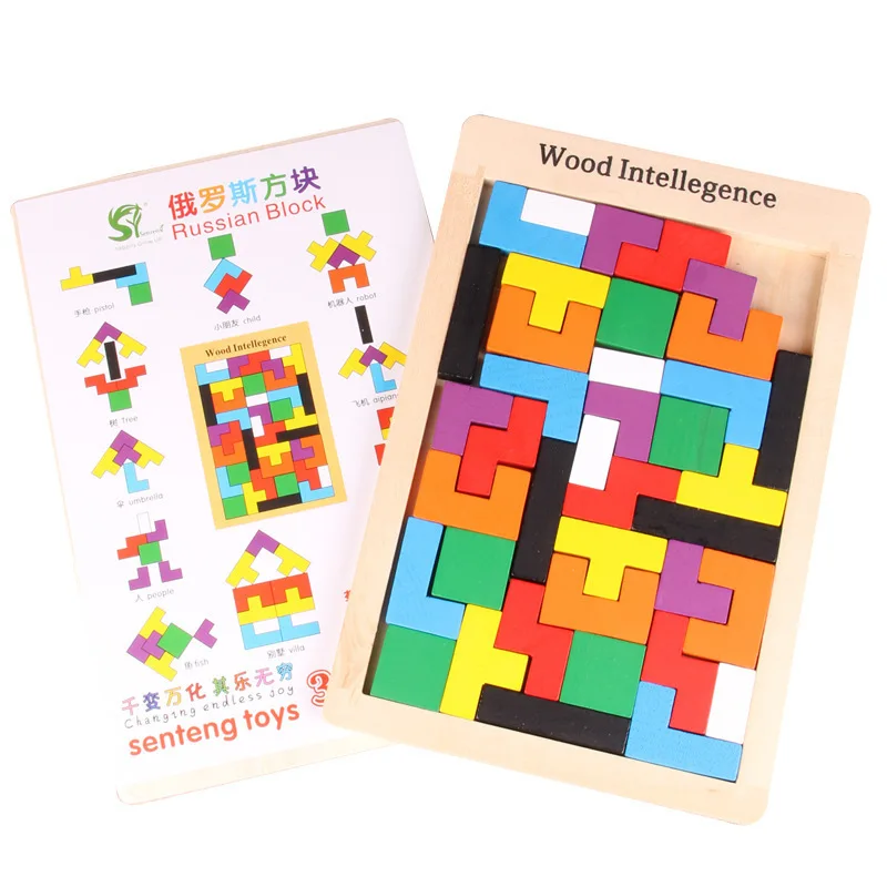 

Russia Square Building Blocks Jigsaw Puzzle Children Color Assembling Building Blocks Toy Baby Wood Educational Toy