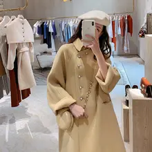 New High Grade Double-Sided Woolen Coat In Long Wool Coat Doll Collar Fashion A-Line Loose Woolen Coat Women Winter Warm