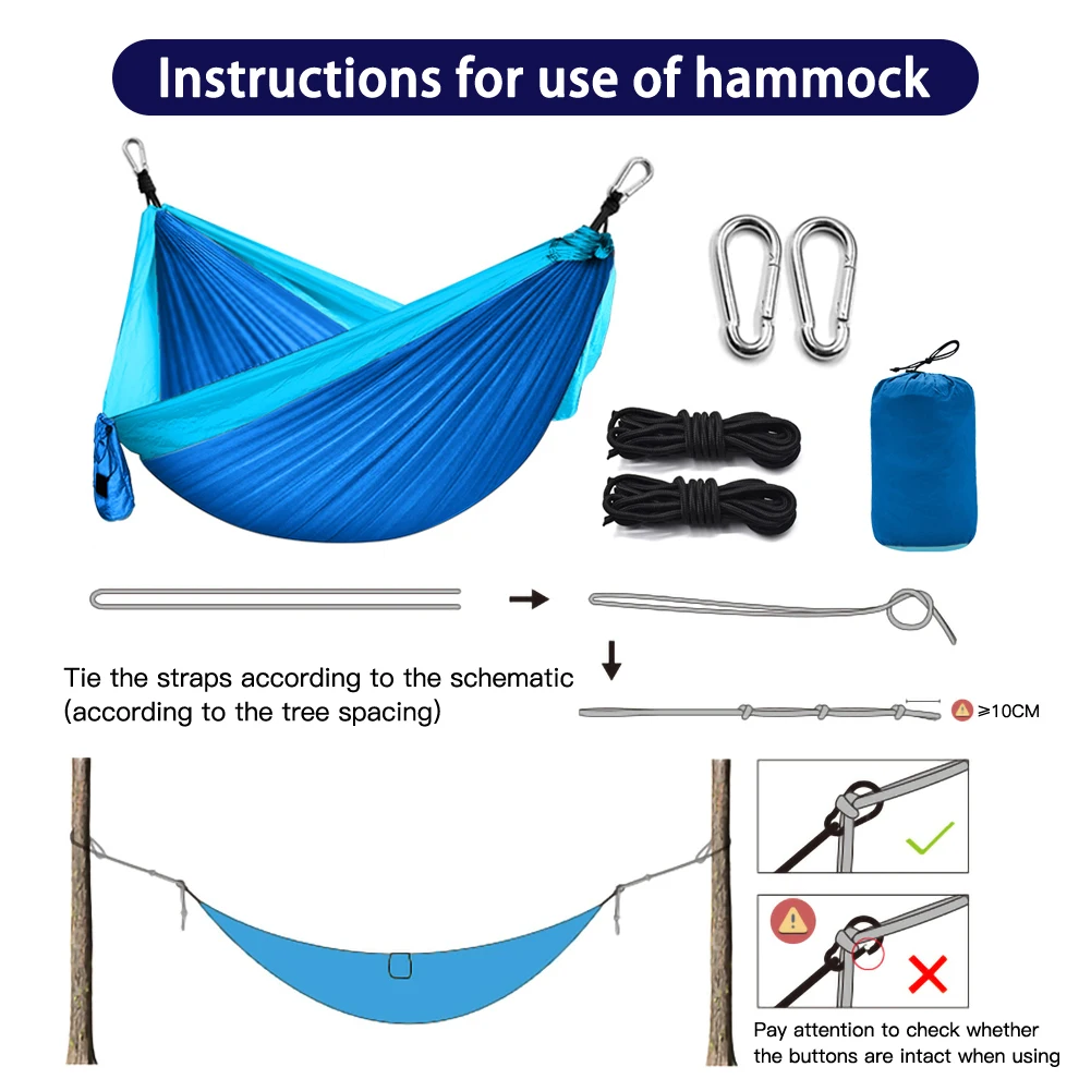 Mobiliário ao ar Portátil Acampamento Parachute Hammock Survival Jardim Livre Lazer Dormir Viagem Dupla Pendurado Cama Dropship 260*140 6 Esteira de acampamento