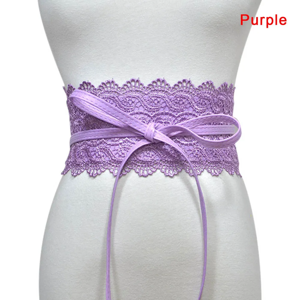 purple 1 шт. женское платье пояс кружева широкий пояс PU украшение модный поясной ремень J9 - Цвет: purple