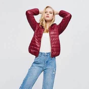 

2019 New Solid Color Thin Cotton Clothing Women Coat Hooded Collar Keep Warm Long Sleeve Waist Slim Zipper Winter Coat Wholesale