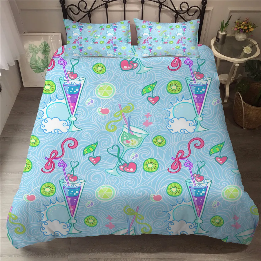 

A Bedding Set 3D Printed Duvet Cover Bed Set Summer Ice Cream Home Textiles for Adults Bedclothes with Pillowcase #BQL05