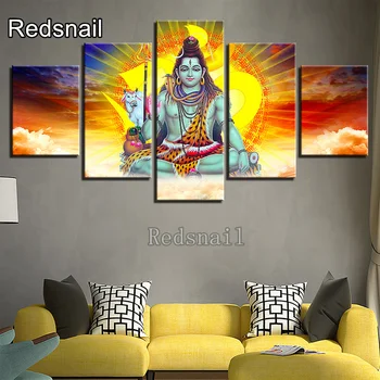 

full 5d diy diamond painting 5 Pieces Hindu Lord Shiva And Bull Nandi 3d Pictures diamond embroidery rhinestone wall art,TT2664