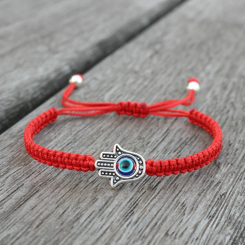 Bracelet Jewelry Handmade Adjustable Braided Rope Lucky Fatima Hamsa Hand Evil Eye Charm For Women Men Couple