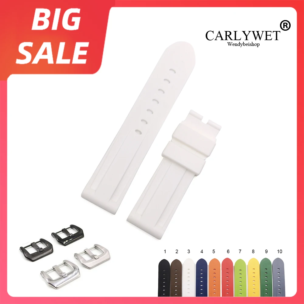 Carlywet 22 24 Millimetri Di Alta Qualità Di Lusso Grigio Blu Impermeabile Della Gomma Di Silicone Di Ricambio Watch Band Loop Strap Per Panerai Lumin