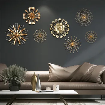 

Metal Art 3d Wall Sticker Home Decoration Gold Metal Flowers Art Wall Hanging for Bedroom Living Room Kitchen