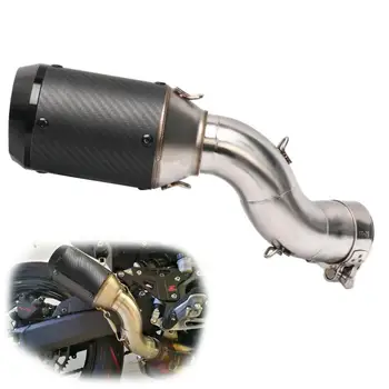 

51mm Carbon Fiber Modified Motorcycle Exhaust Muffler Pipe Middle Mid Link Tube Escape Slip On For Kawasaki Z900