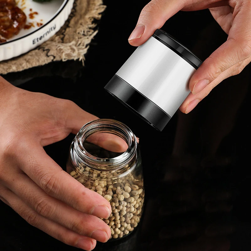 Pepper Grinder Glass Manual Salt and Pepper Mill Grinder Spice Shakers 2Pcs Set for Kitchen salt and pepper grinder pepper grinder herb spice grinder