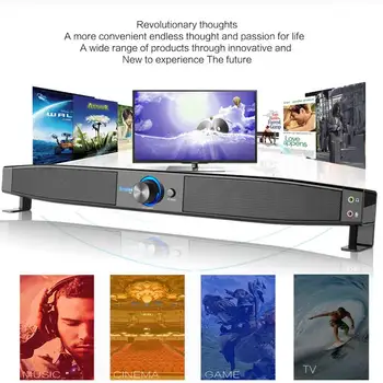 

Speaker Soundbar USB Powered Multimedia 5W Bass HIFI 3.5mm Subwoofer Stereo Theater For Laptop Computer Notebook TV Speakers