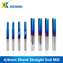 Broca reta do roteador do carboneto do moinho de extremidade de 1pc 2 flauta para a madeira, pvc, ferramentas plásticas da gravura do cnc fresas 4mm/6mm shank