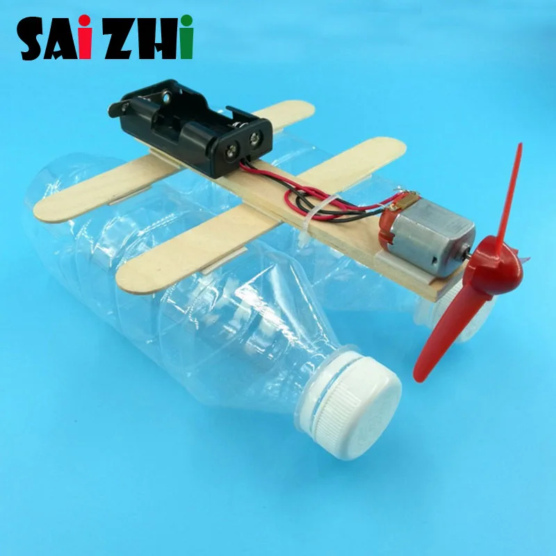 Модель игрушки Saizhi для самостоятельной сборки, электрическая ветряная лодка, развивающая игрушка с интеллектуальным двигателем, научный подарок на день рождения SZ3292 - изображение