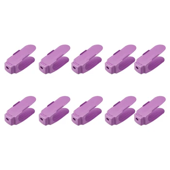 

Wivarra 10 Pack Adjustable Holder Stack Shoes Organizer Space Saver Plastic-Dropship