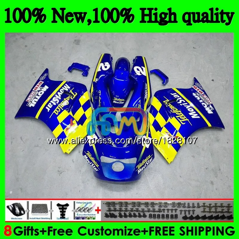 Корпус для SUZUKI RGVT250 SAPC RGV-250 VJ23 95 96 97 98 67BS. 69 RGV 250 VJ22 VJ 23 RGV250 1995 1996 1997 Movistar Blue1998 обтекатель - Цвет: No. 1