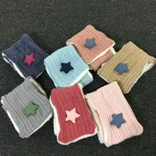 1 предмет, женский милый шерстяной шарф с рисунком звезды, модная красивая осенне-зимняя одежда для мальчиков и девочек, однотонный шарф, теплые трикотажные шарфы