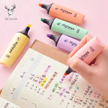 

6pcs/set Macaroon Highlighter Cute Inclined Head Fluorescent Pen Kids Color Graffiti Marker Pen Bullet Joural Stationery Supply