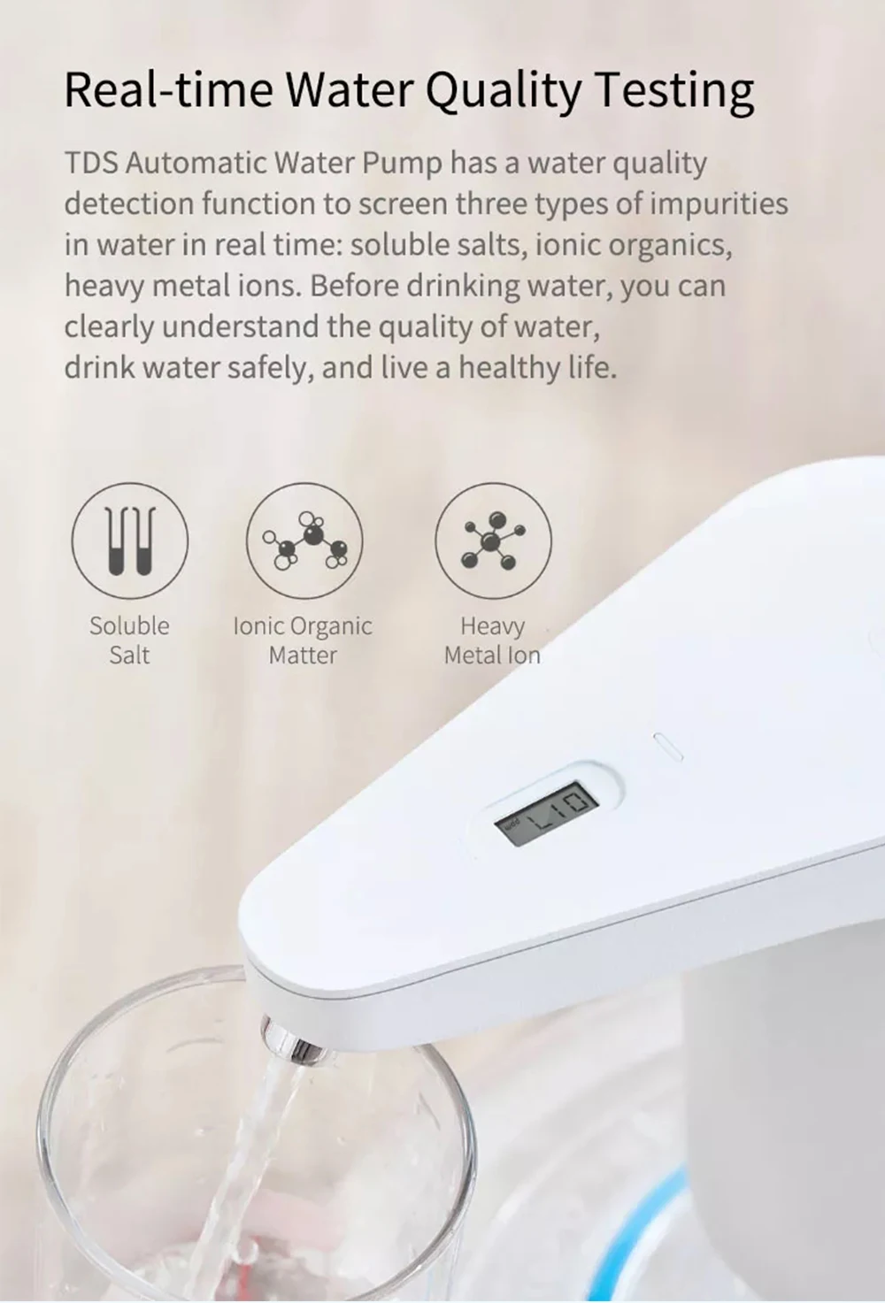 TDS Water Quality Rapid Effluent Automatic Supply Water Pump from Xiaomi youpin