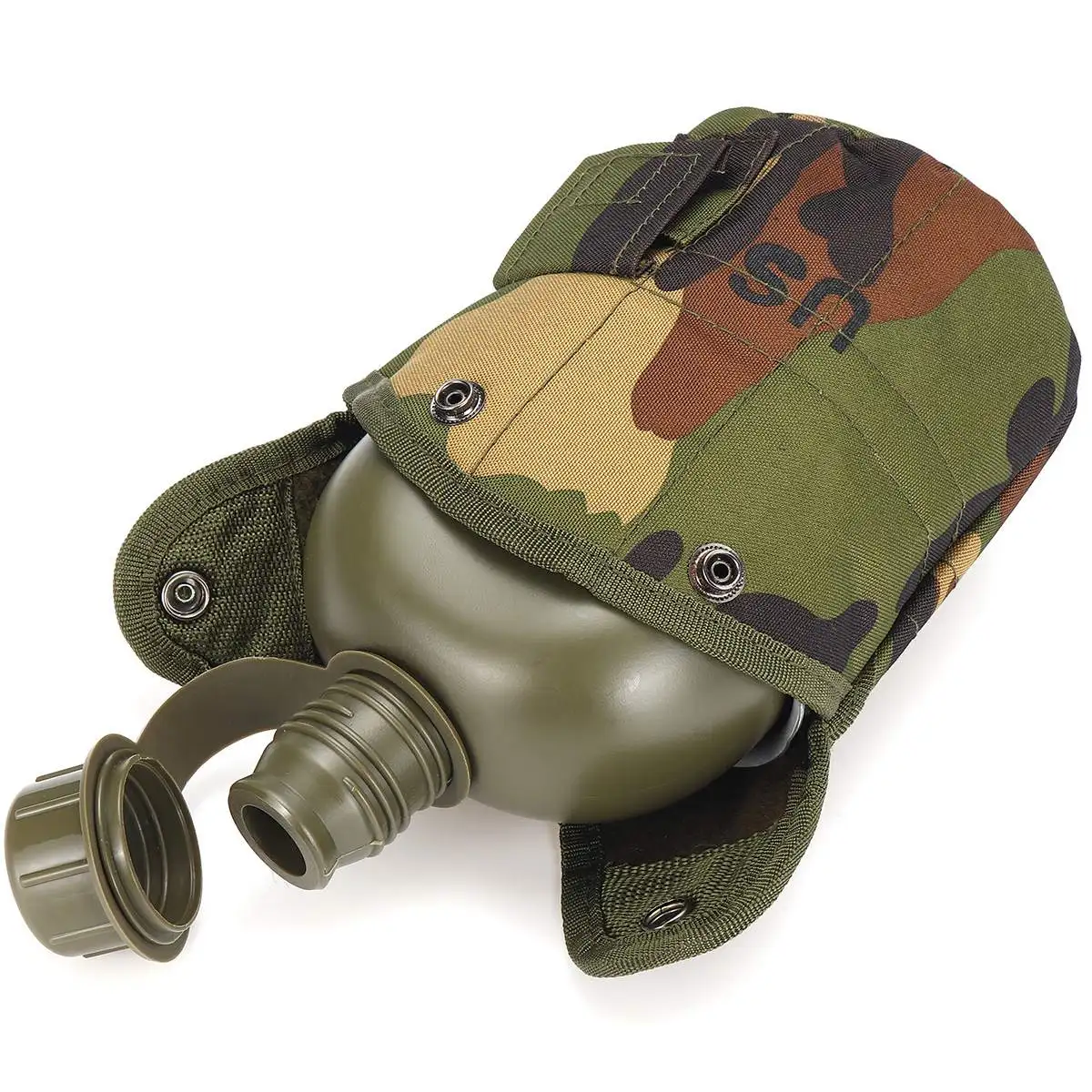 Heavy Cover Army Water Bottle Aluminum Cooking Cup Military Canteen Camping Hiking Survival Kettle