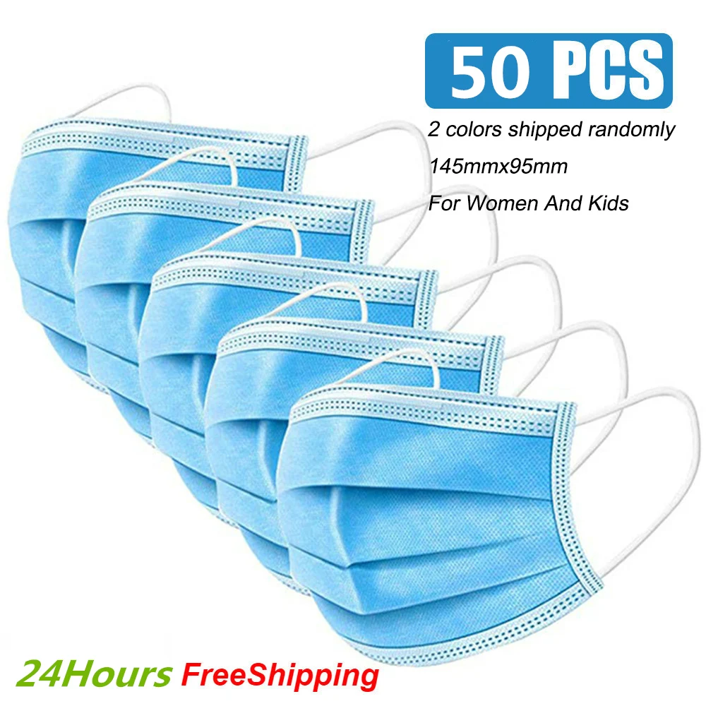 

Anti-Virus Mask 50pcs Surgical Disposable Protective Mask Anti-Vibratory Respirator Disposable Mask 3 Layers Ms. Children's Mask