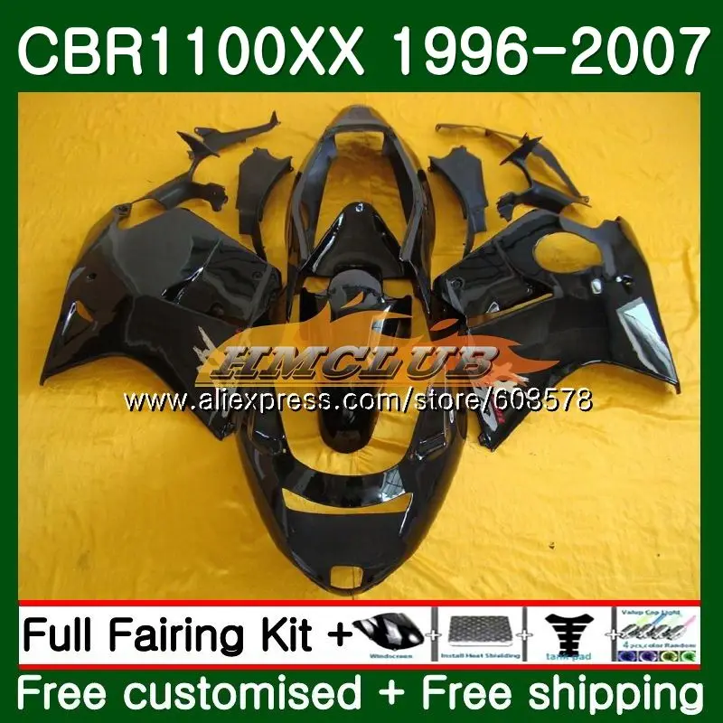 Дрозда для HONDA CBR1100XX 96 97 98 99 00 01 85CL. 76 CBR1100 XX 1996 2007 CBR 1100XX 02 03 04 05 06 07 глянцевый черный обтекатели - Цвет: No. 1