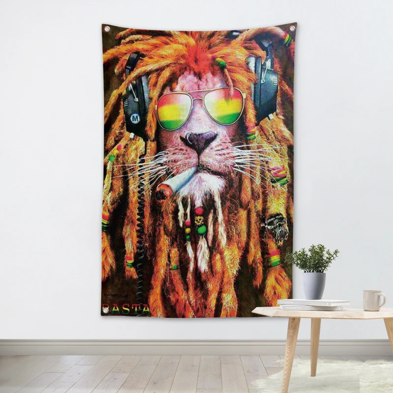 Bob Marley Reggae Rock Band Poster Scrolls Bar Cafes Bedroom Home Decoration Tapestry Banners Hanging Art Waterproof Cloth | Дом и сад