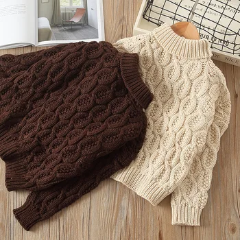 

Winter Boys and Girls Sweaters Warm High Neck Tight Collar Knitwear Pullover Sweater Tops Outerwear kids