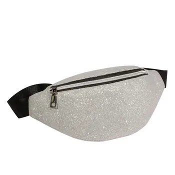 

Fashion Women Bling Sequins Waist Bag Fanny Pack Adjustable Belt Purse Small Purse Phone Key Pouch Solid Casual Waist Pack #LR2