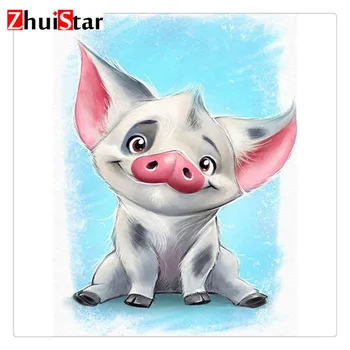 

5d diamond painting full square / round diamond embroidery white pig rhinestone DIY mosaic home decoration drop shipping