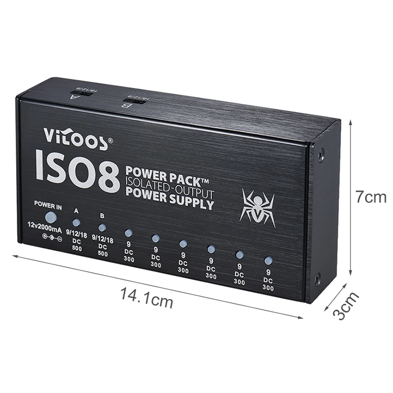 Новые Vitoos Iso8 гитарные интегрированные эффекты компактный размер блок питания шумоподавление изолированные выходы постоянного тока для 9 В/12 В/18 в G