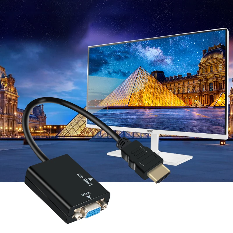 Новый Переходник VGA папа HDMI мама с аудиовыходом 1080P адаптер|Кабели HDMI| |