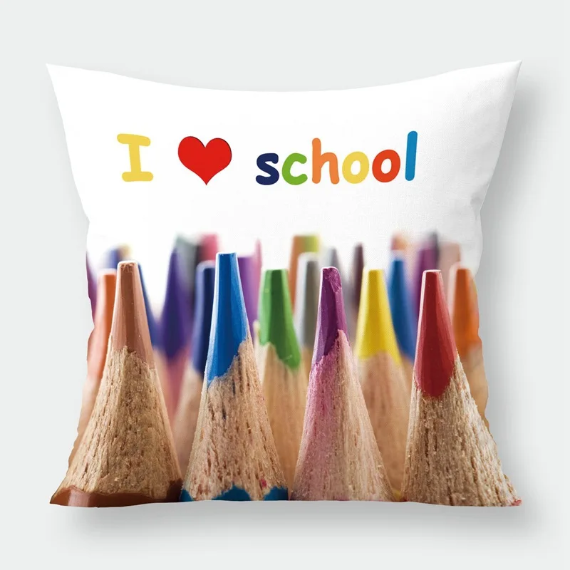

Paintbrush I LOVE SCHOOL Cushion Cover for Classroom Home decorative Pillow Cover 45x45cm Super Soft Pillowcase