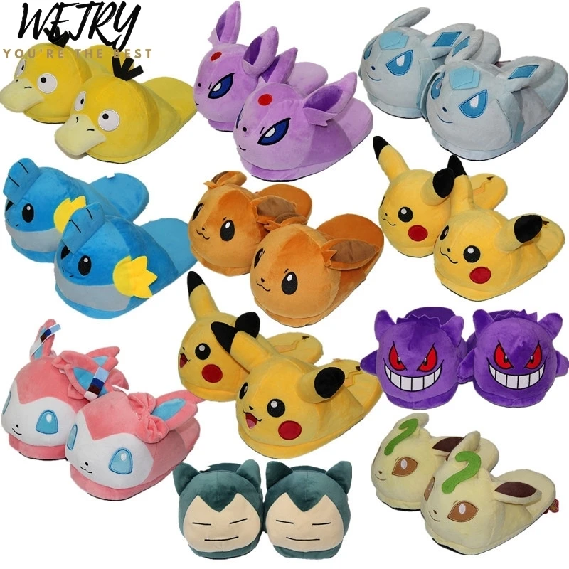 

IN 2020 New Anime Cartoon Pokemon Slippers Lovers Warm Woman Slippers Elf Ball Pikachu Go Plush Shoes Home House Slippers Child